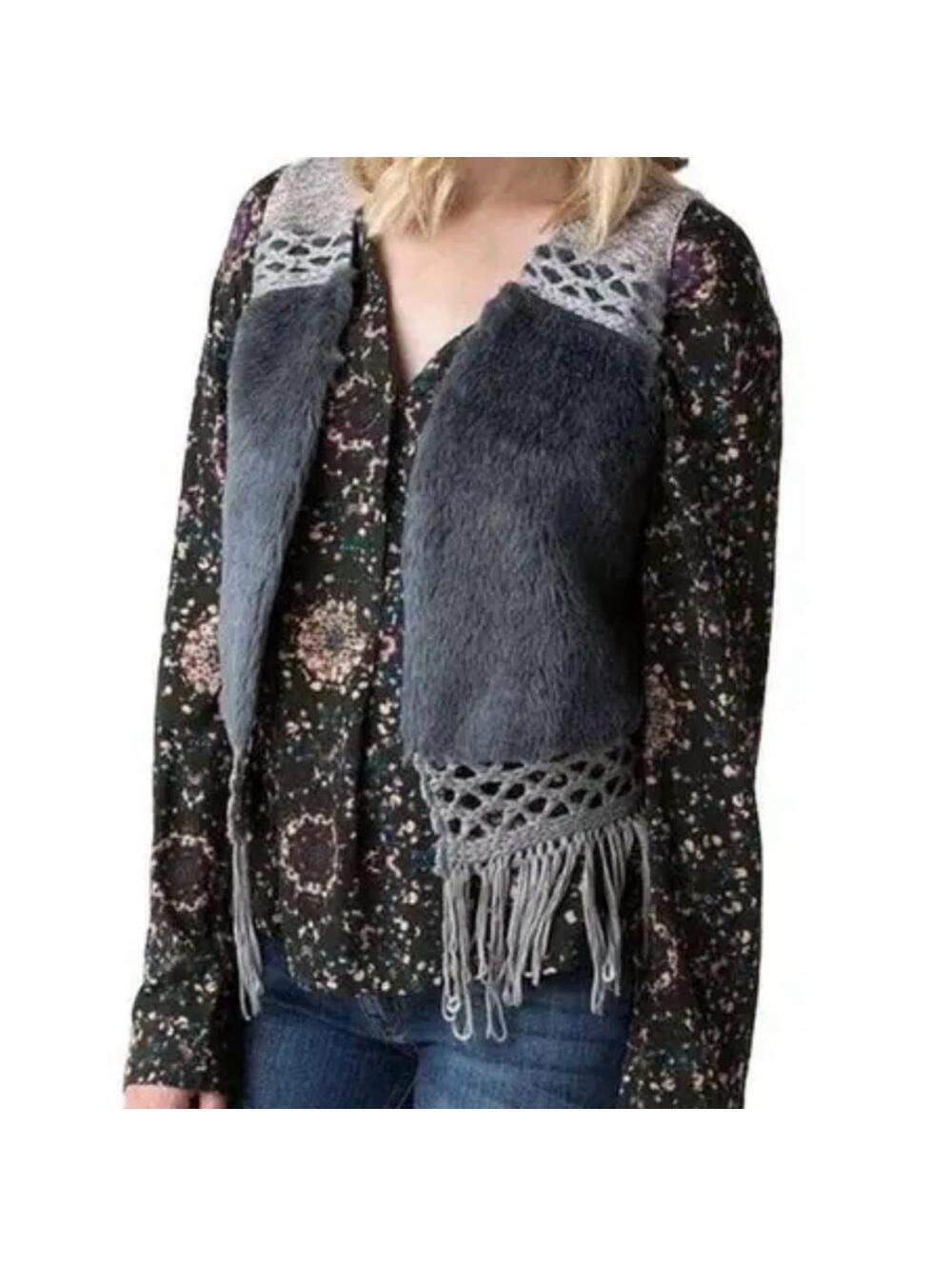 Gimmicks by BKE boho faux fur fringe vest